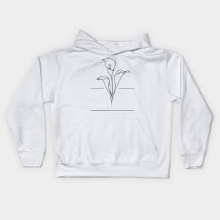 Lily Flowers Line Drawing - Black Kids Hoodie